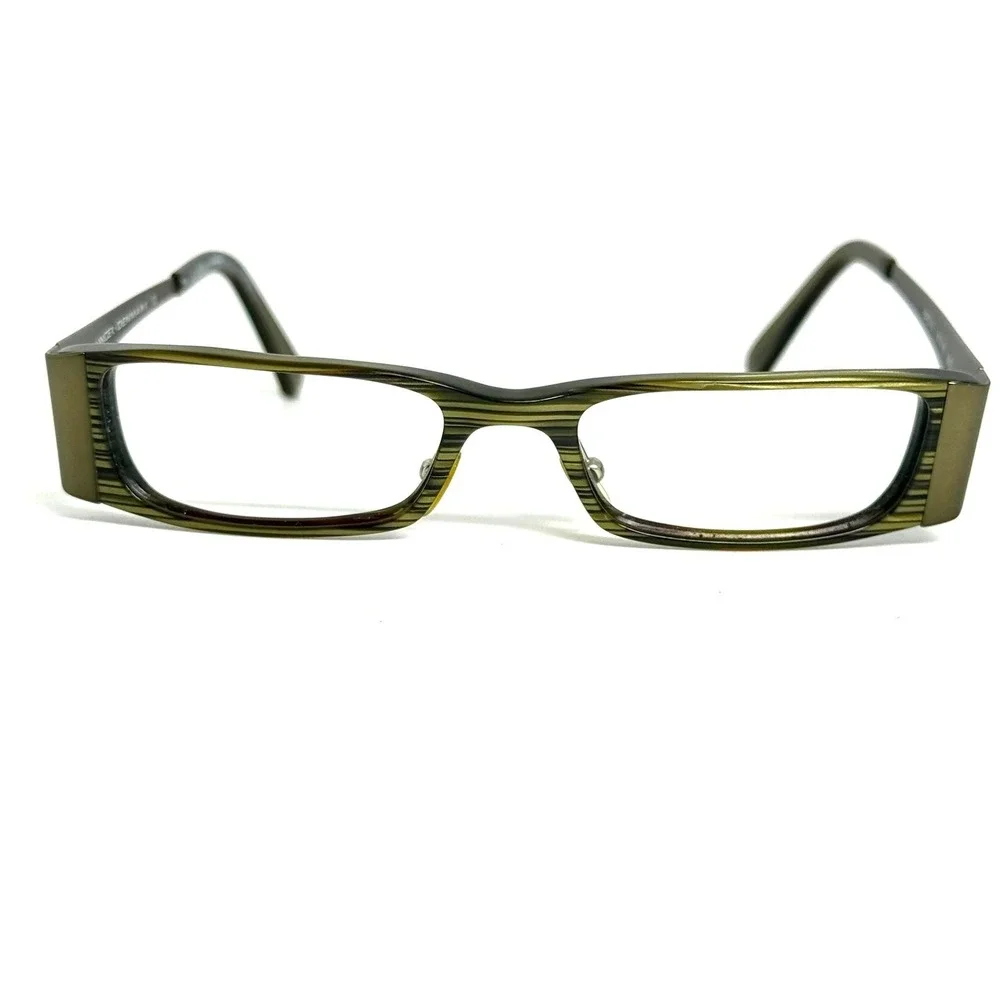 Bellinger Denmark BAC15 Eyeglass Frames Olive Green Striped Rectangular 51-18